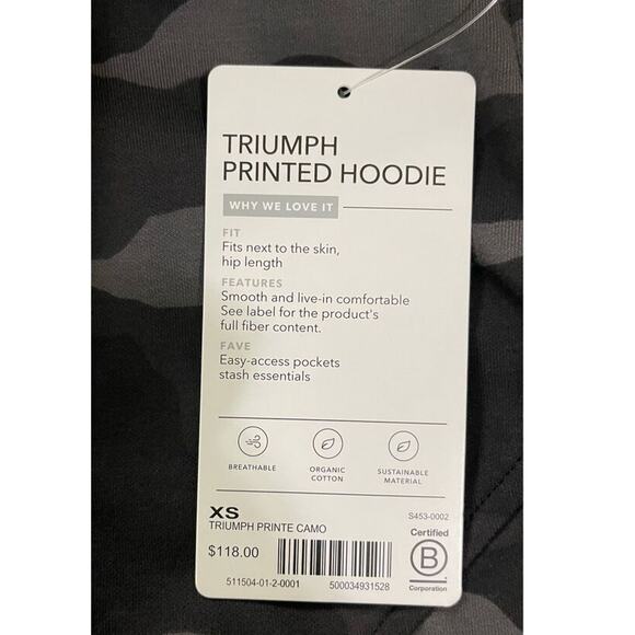 Athleta Triump Activewear Printed Camo Zip Up Hoodie Sweatshirt Size X Small New - Picture 11 of 16